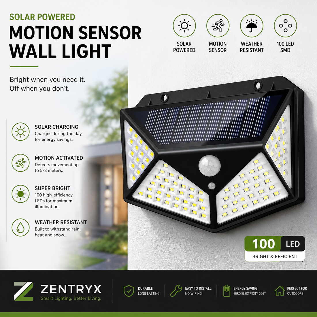 Zentryx™ SolarGuard Pro – Motion Sensor Garden Light